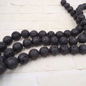Black Lava Bead Strand Jewelry Making Supp…